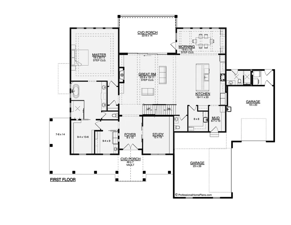 The Beringer II main level floor plan